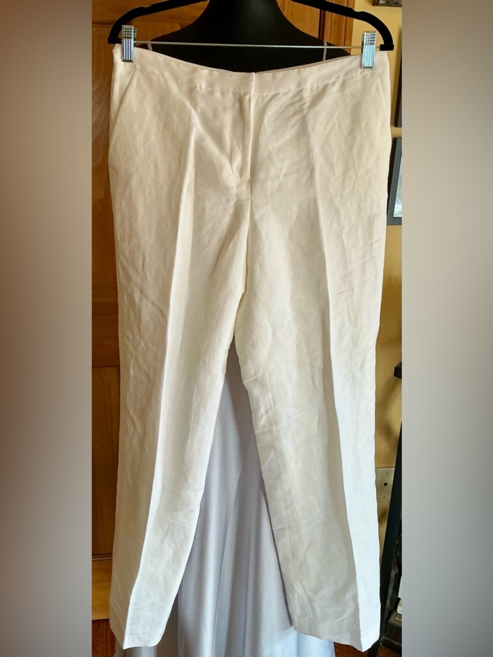 Tommy Hilfiger Cream Straight Linen Trousers